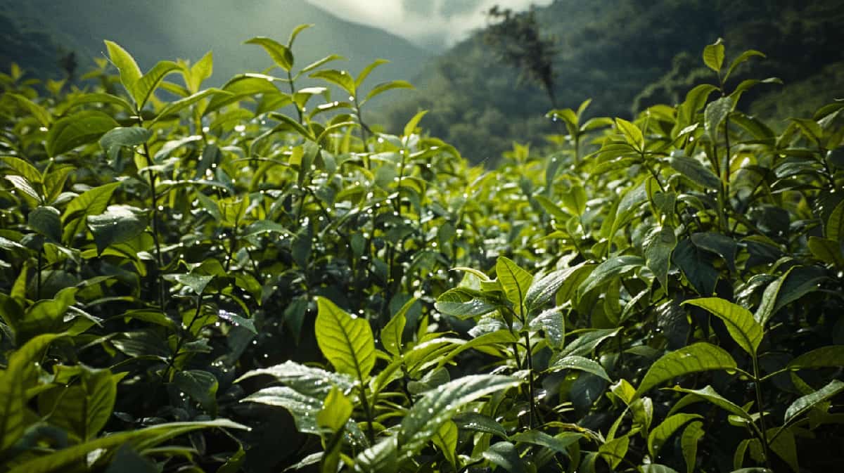 A sprawling field of coca plants showcasing the foliage from which cocaine is derived, highlighting how is cocaine made.