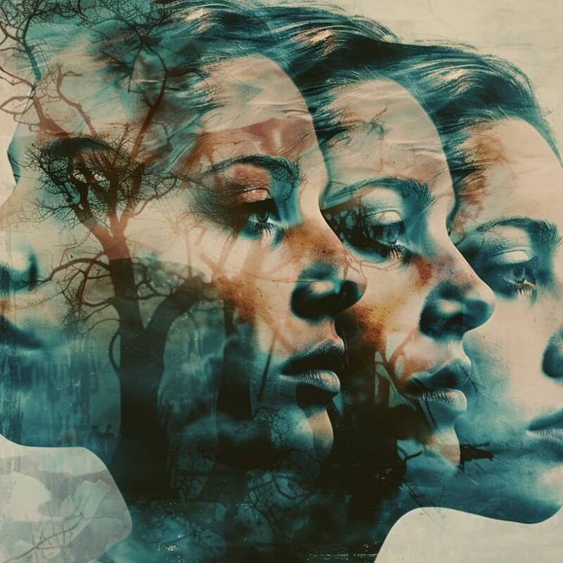 multiple exposed image of woman to show the mind altering effects of DMT
