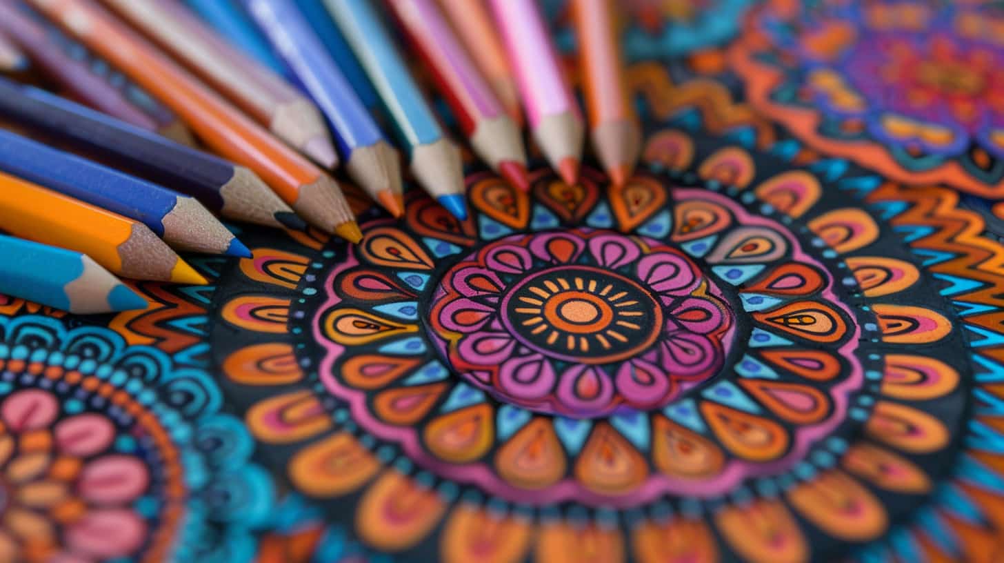 Beautiful, colorful mandala filled in to represent the peace of coloring in art therapy for addiction treatment.