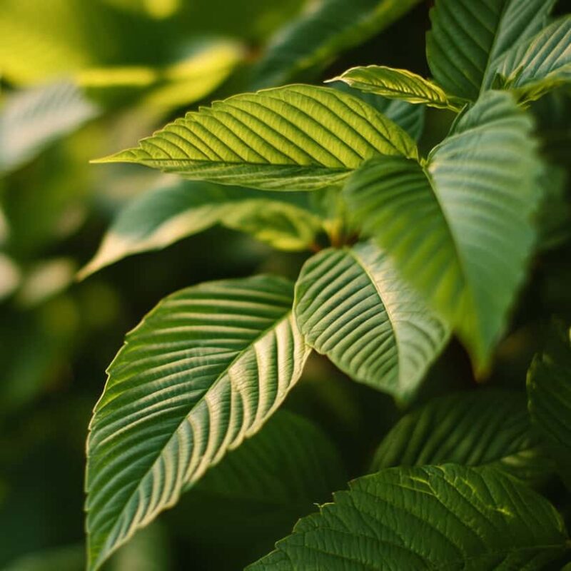 Close up of Kratom Maeng Da leaves from Southeast asia