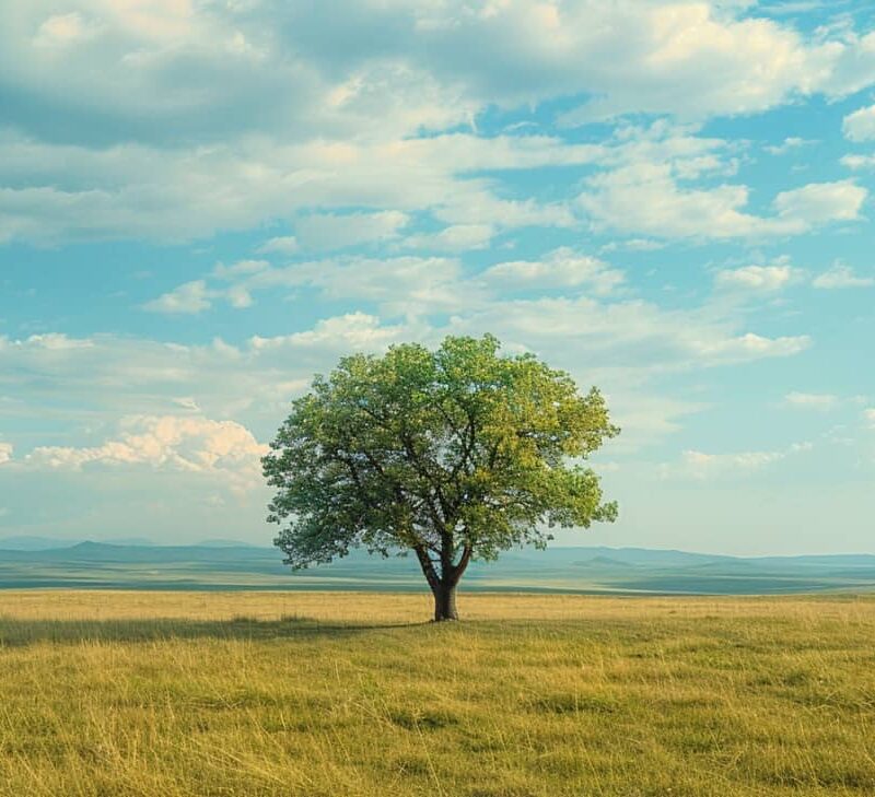 Tree growing on an open plain to show how sobriety vs recovery